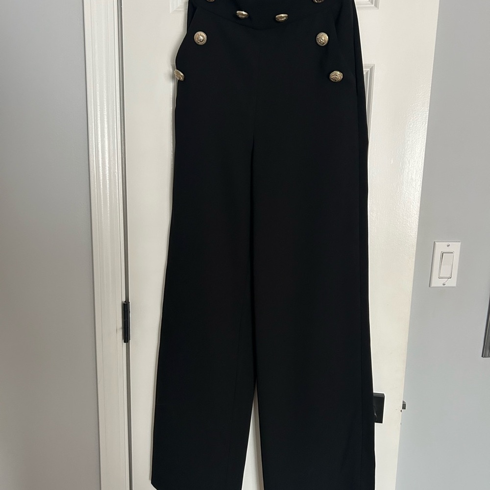 River Island Black High-Waisted Wide Leg Trousers